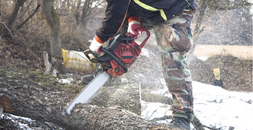 Chain Saw cutting log